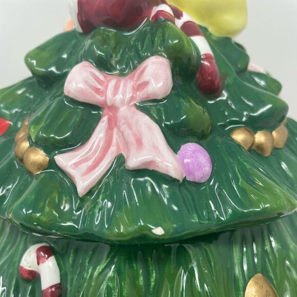 Spode Christmas Tree Hand Painted Cookie Jar NIB “Toys Around The Tree” - Picture 6 of 7